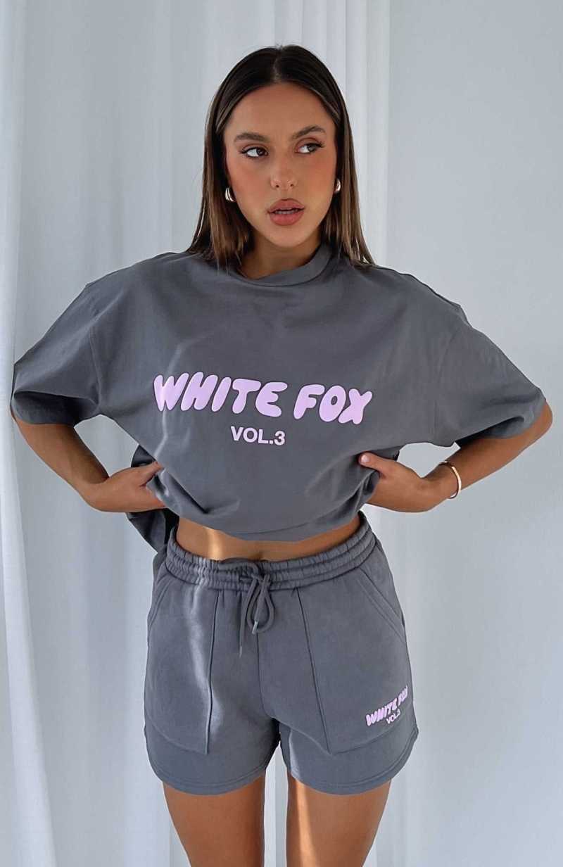 White Fox Offstage Oversized Tee Volcanic | LQJHDX-176