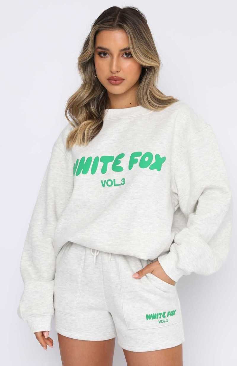 White Fox Offstage Sweater Glacier Grey | YFGVNZ-364