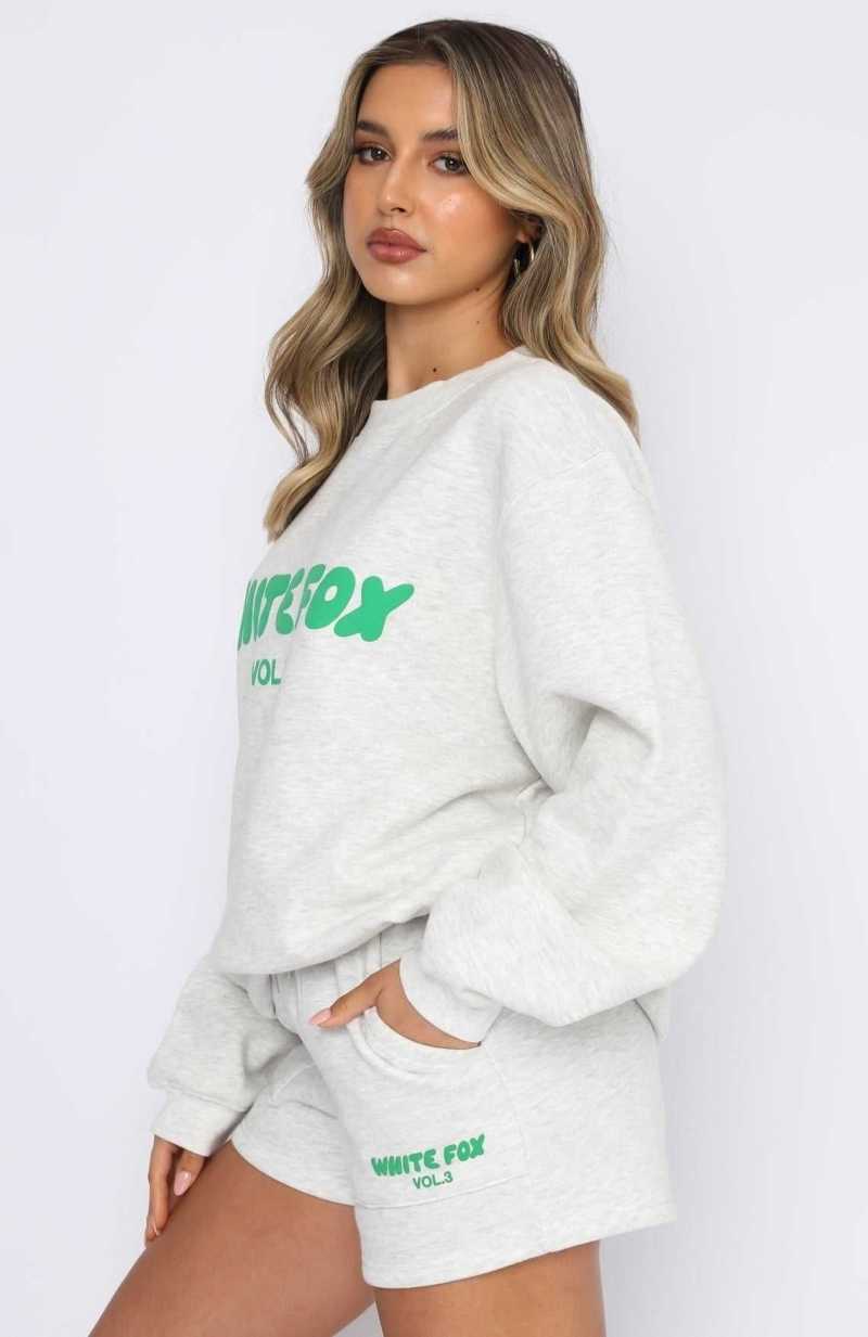 White Fox Offstage Sweater Glacier Grey | YFGVNZ-364