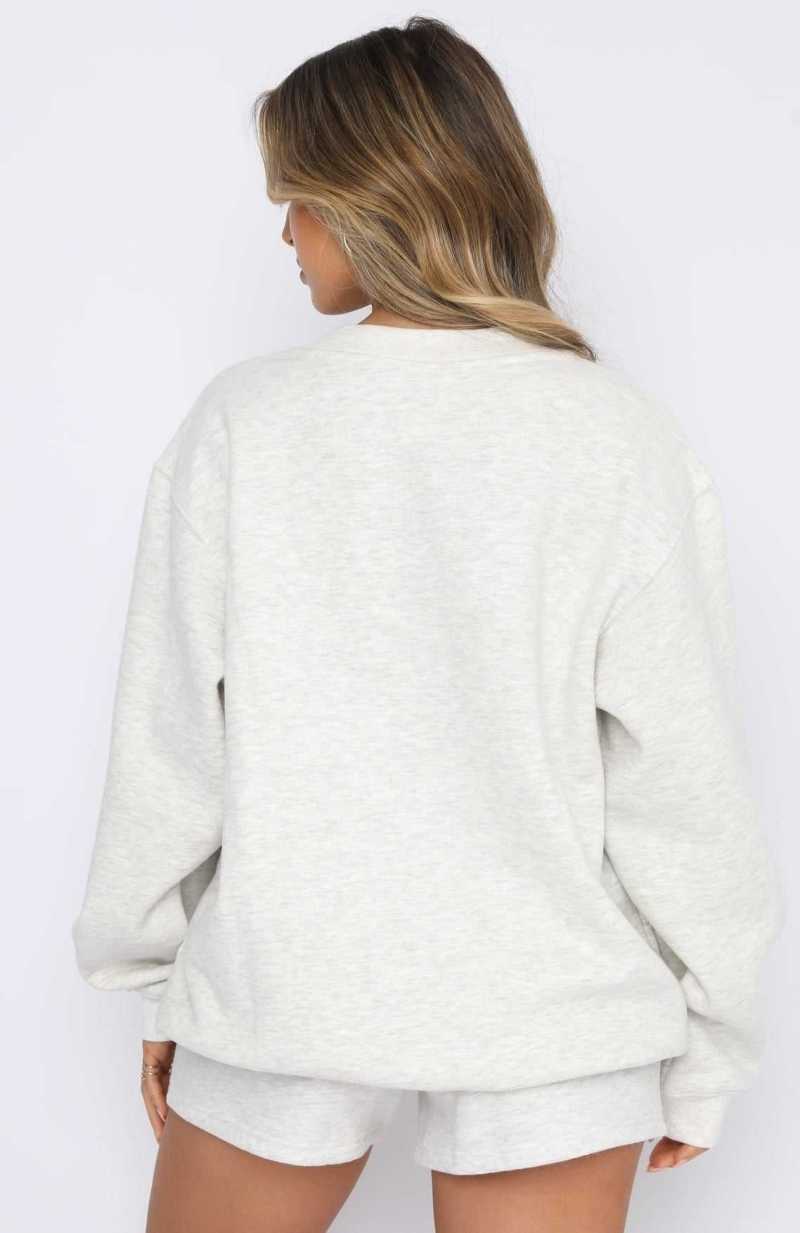 White Fox Offstage Sweater Glacier Grey | YFGVNZ-364