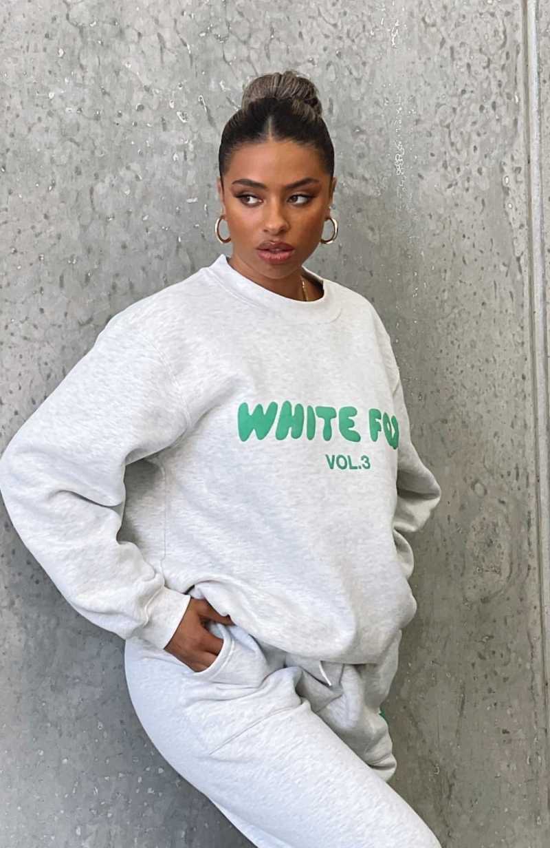 White Fox Offstage Sweater Glacier Grey | YFGVNZ-364