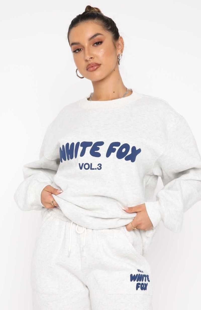 White Fox Offstage Sweater Mineral Grey | NKBMUR-810