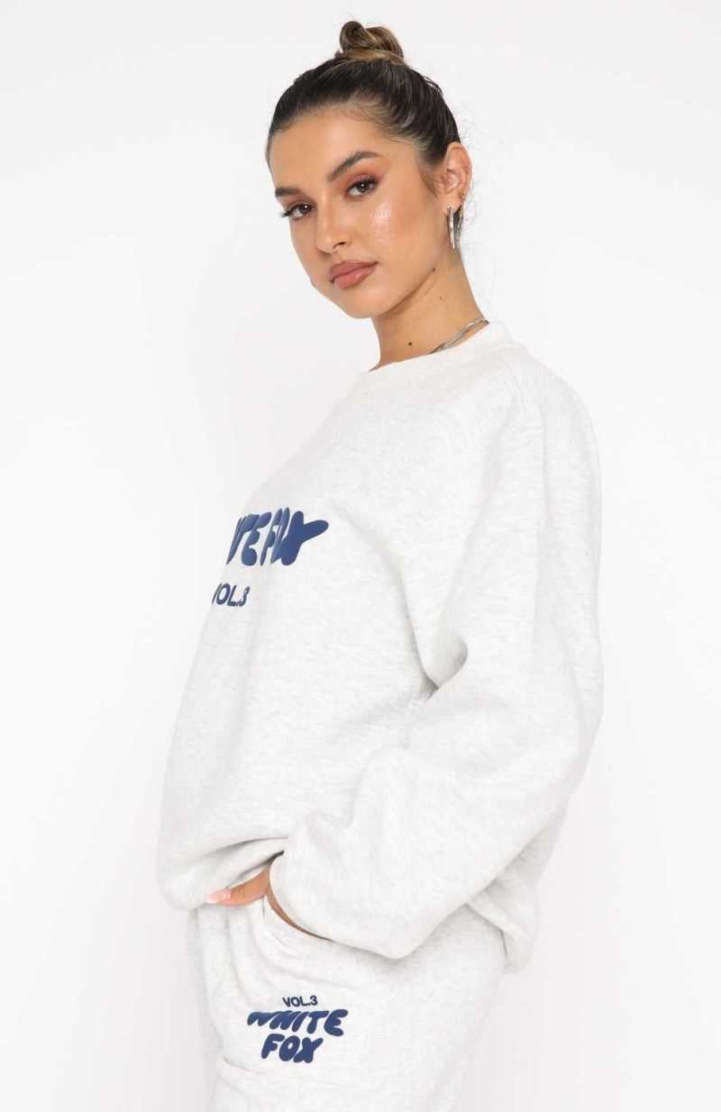 White Fox Offstage Sweater Mineral Grey | NKBMUR-810