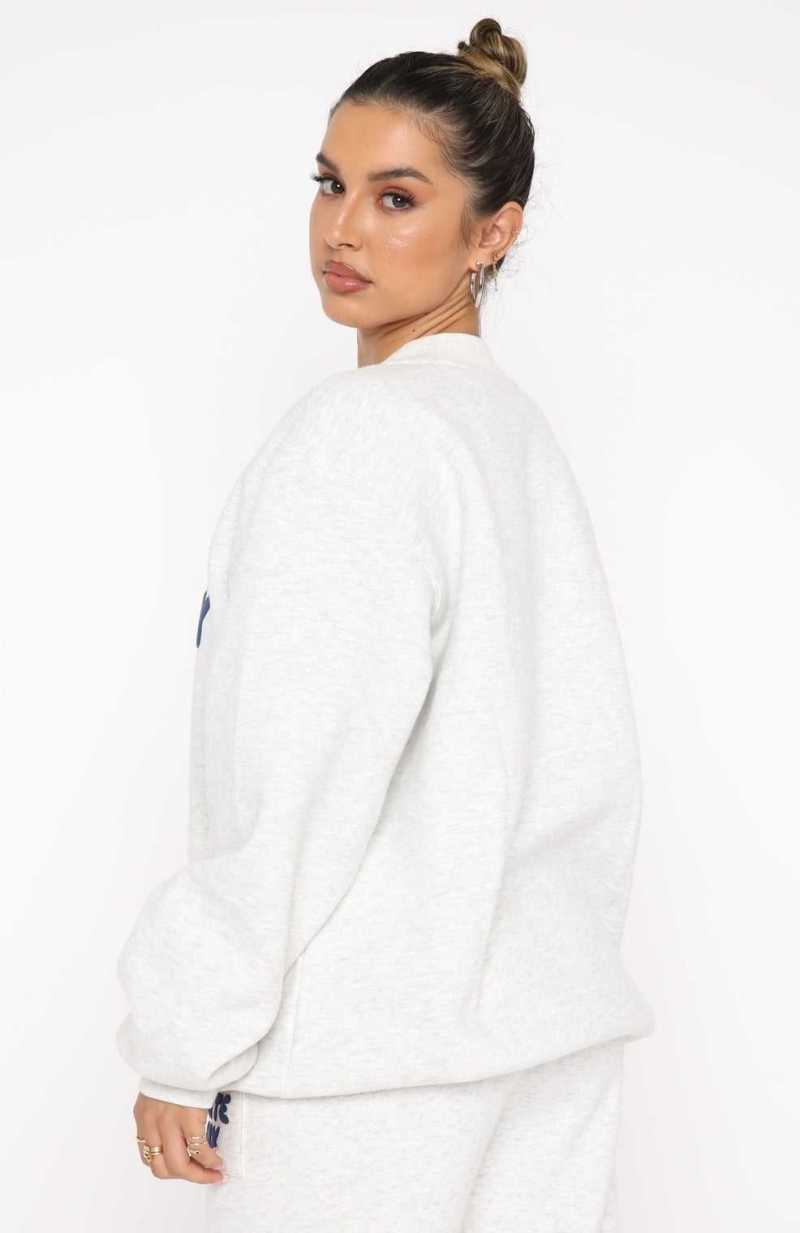White Fox Offstage Sweater Mineral Grey | NKBMUR-810