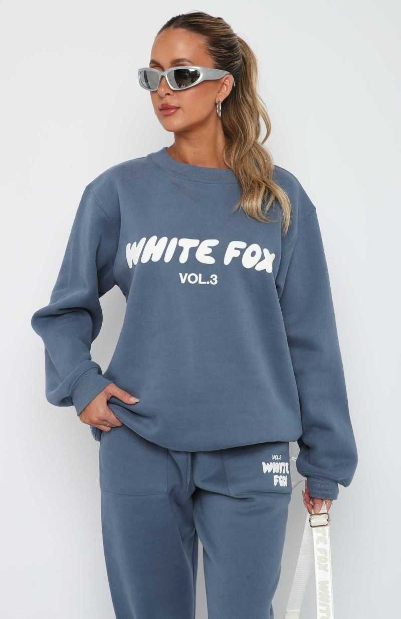 White Fox Offstage Sweater Ocean | PXMZDI-832