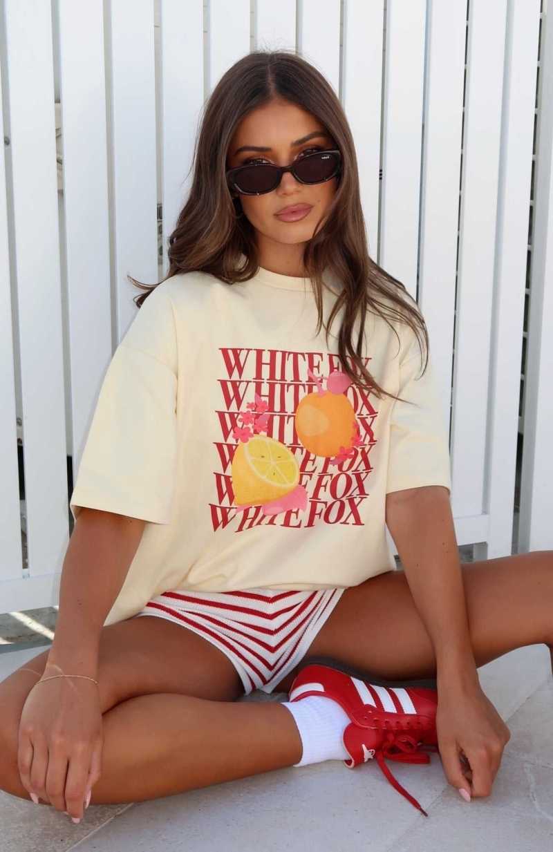 White Fox Oh So Sweet Oversized Tee Cream | AVTIDN-841