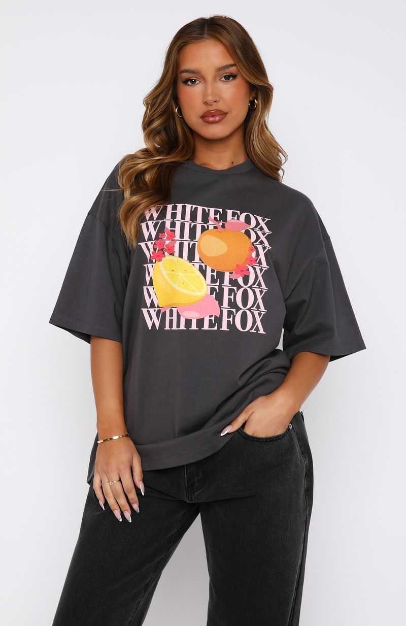 White Fox Oh So Sweet Oversized Tee Volcanic | PTYVIC-576