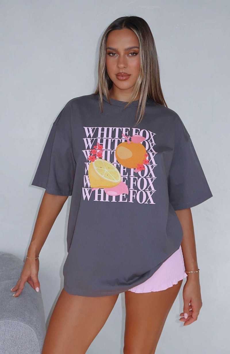 White Fox Oh So Sweet Oversized Tee Volcanic | PTYVIC-576