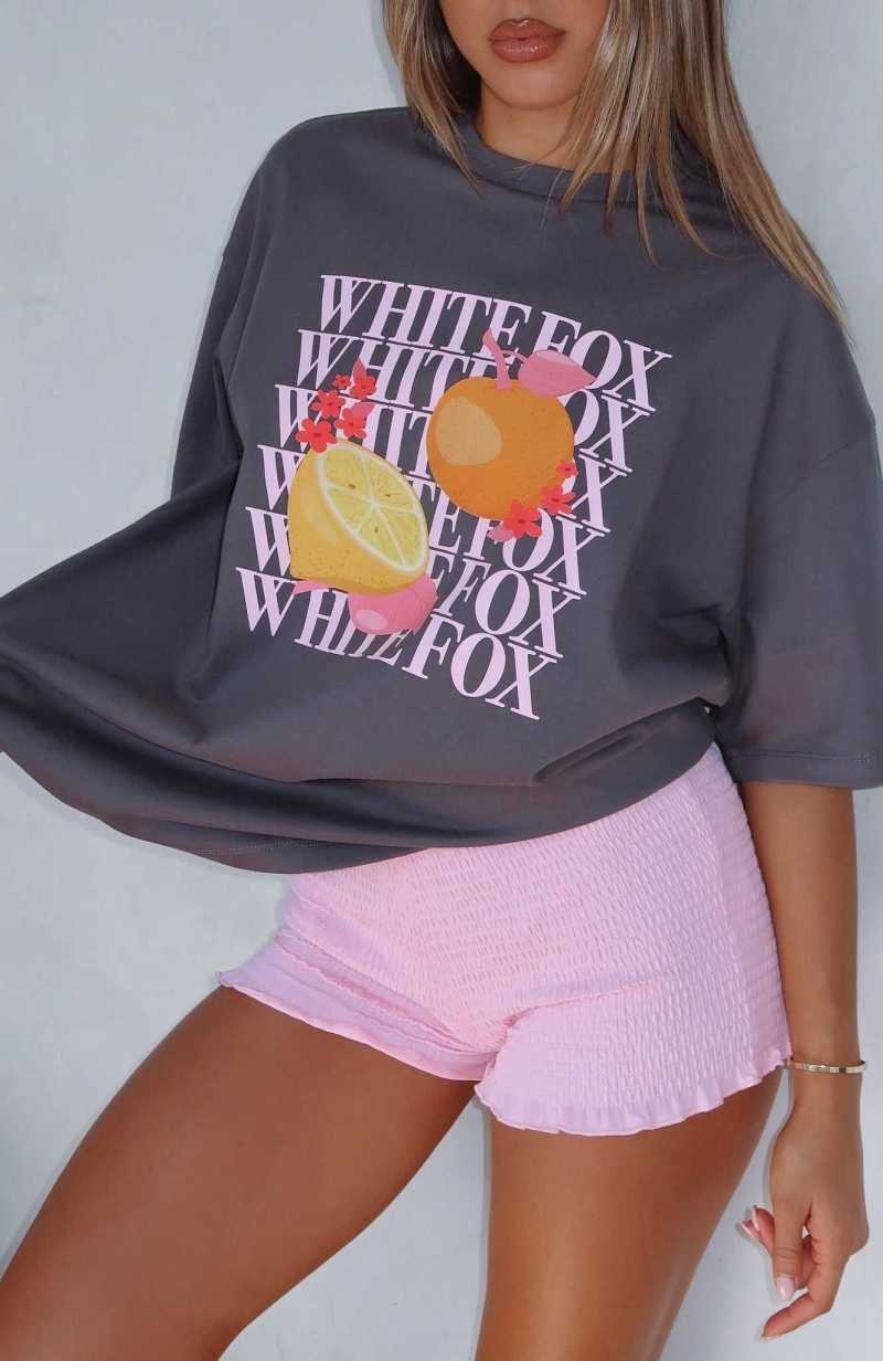 White Fox Oh So Sweet Oversized Tee Volcanic | PTYVIC-576