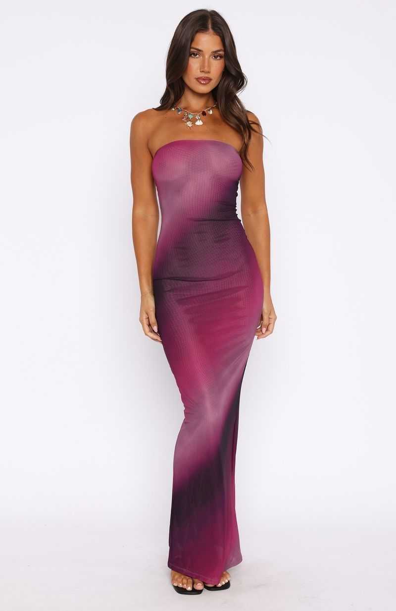 White Fox On A Trip Maxi Dress Boysenberry Ripple | CTXJWL-754