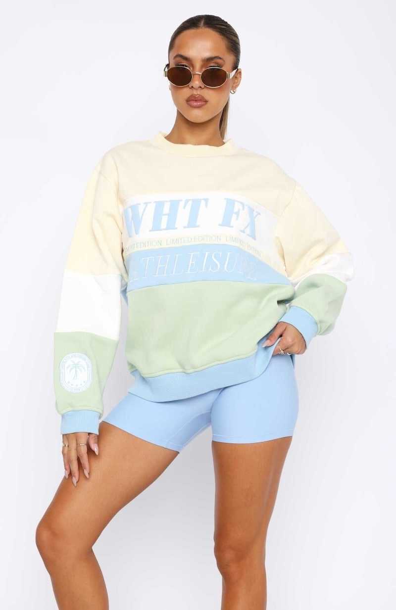 White Fox On The Grind Oversized Sweater Lemon Splice | LZQGDP-024