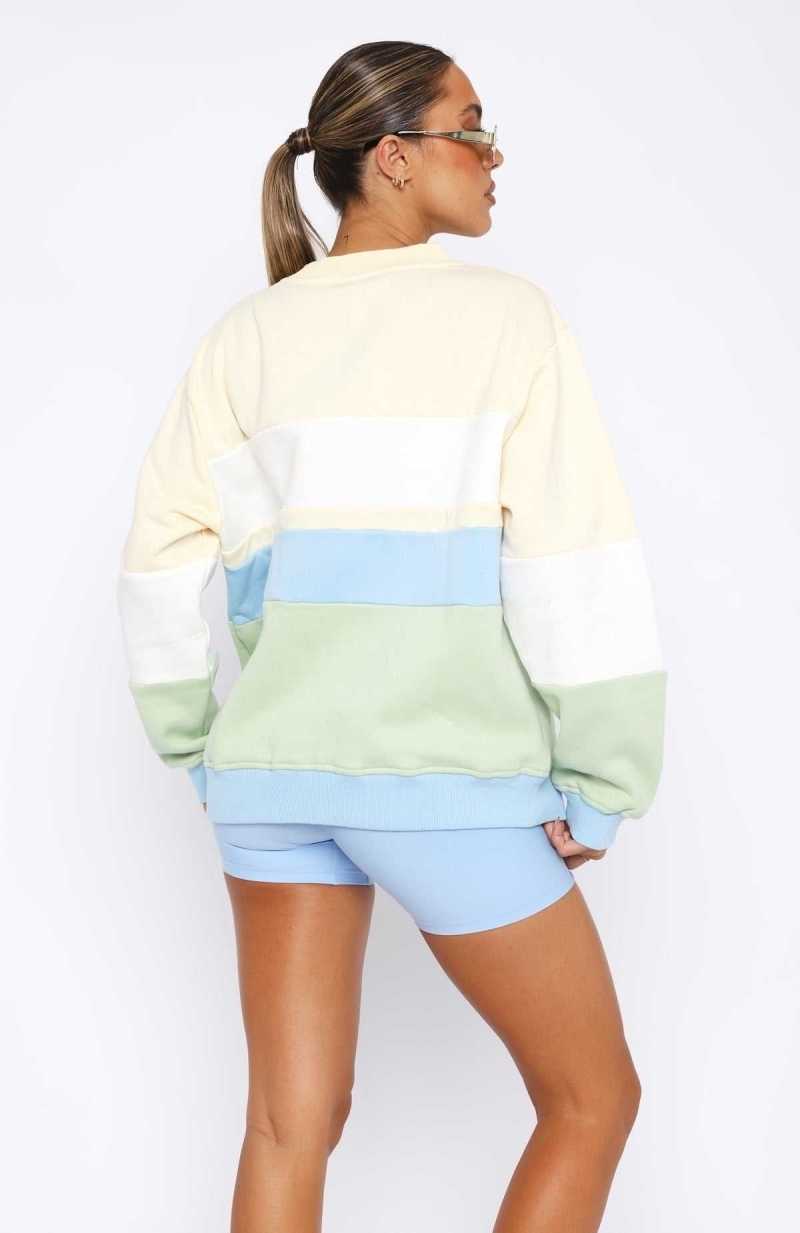 White Fox On The Grind Oversized Sweater Lemon Splice | LZQGDP-024