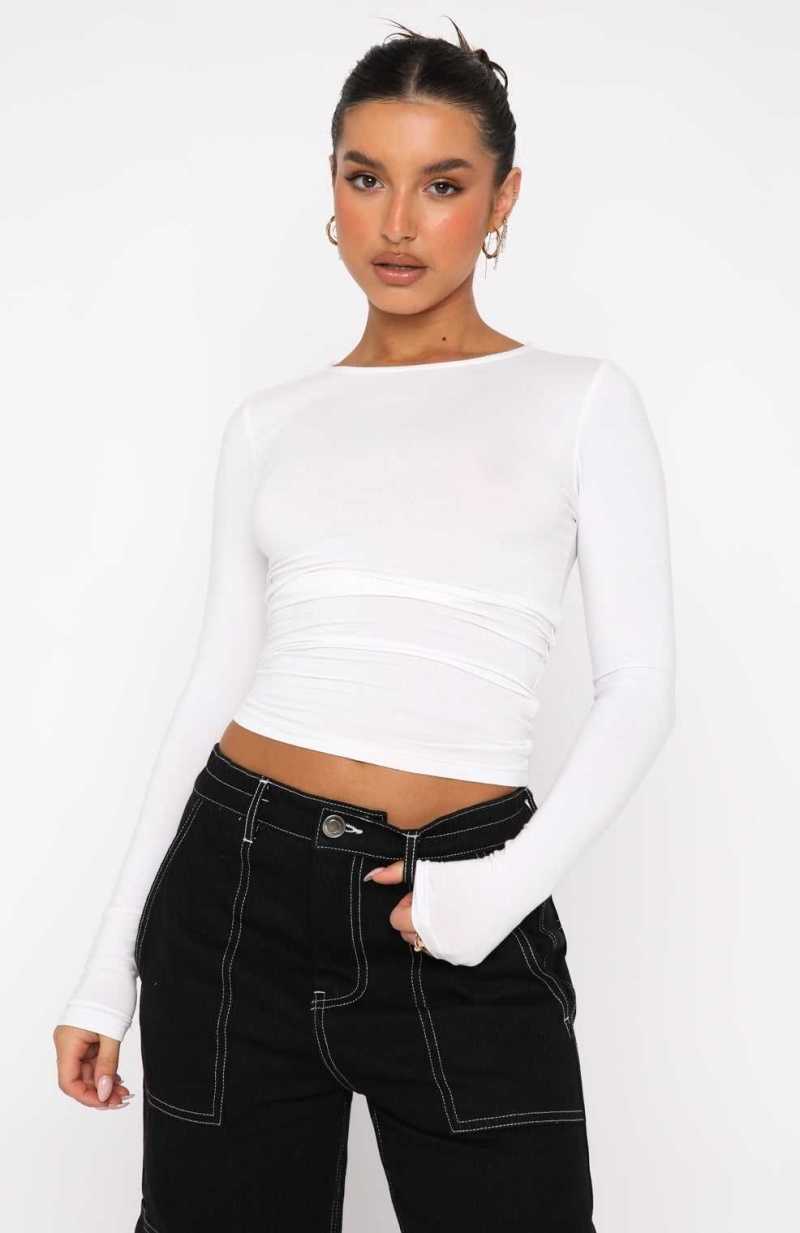 White Fox Only For Tonight Long Sleeve Top White | ZYBPKJ-875
