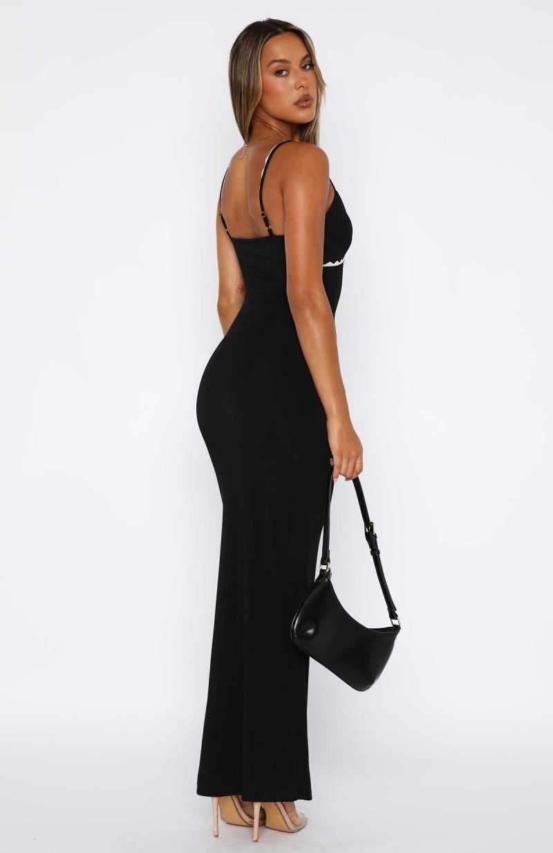 White Fox Only The Young Maxi Dress Black | RDAHOX-894