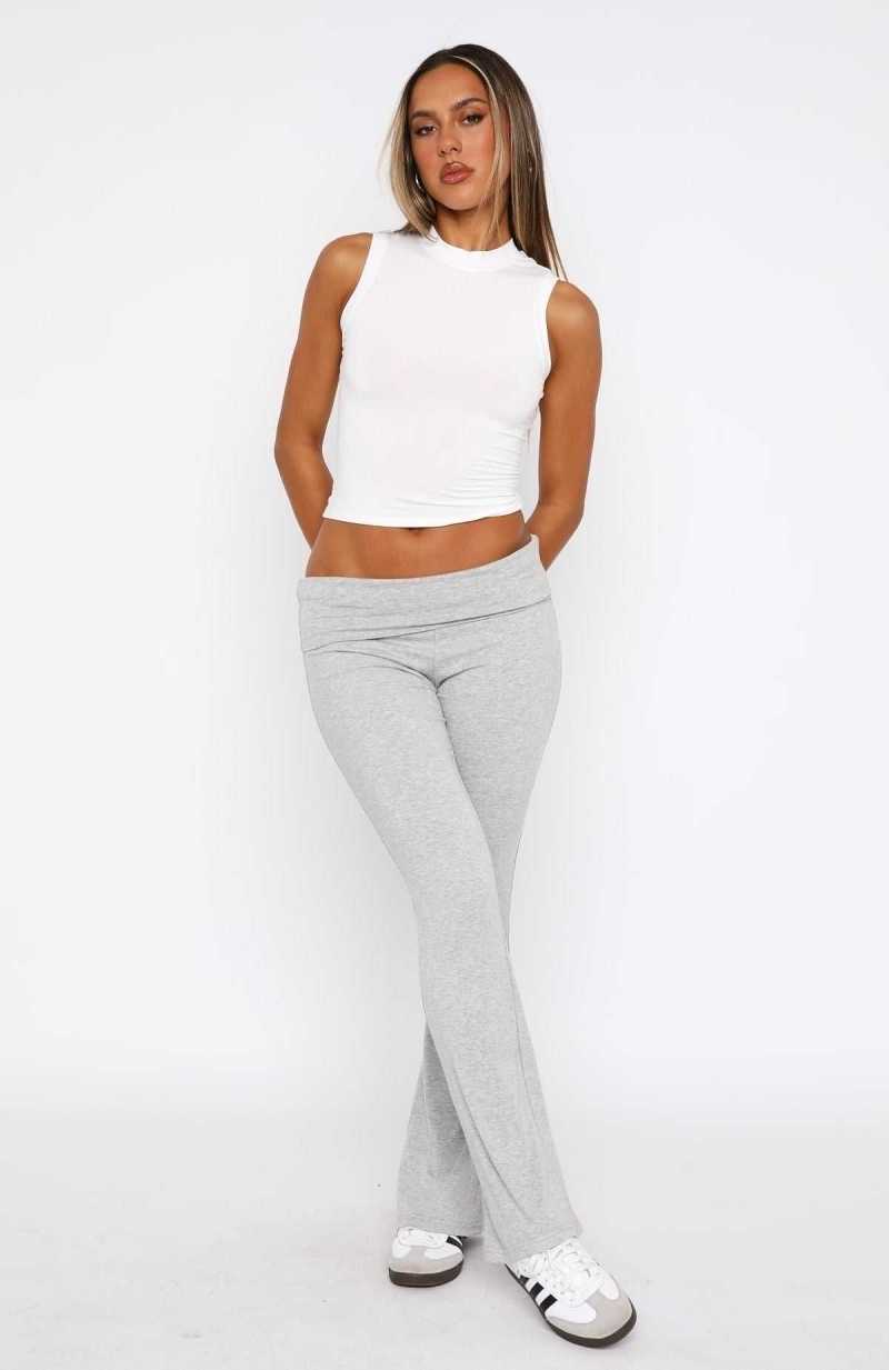 White Fox Out Of The Blue Flare Pants Light Grey Marle | ZWODJI-879