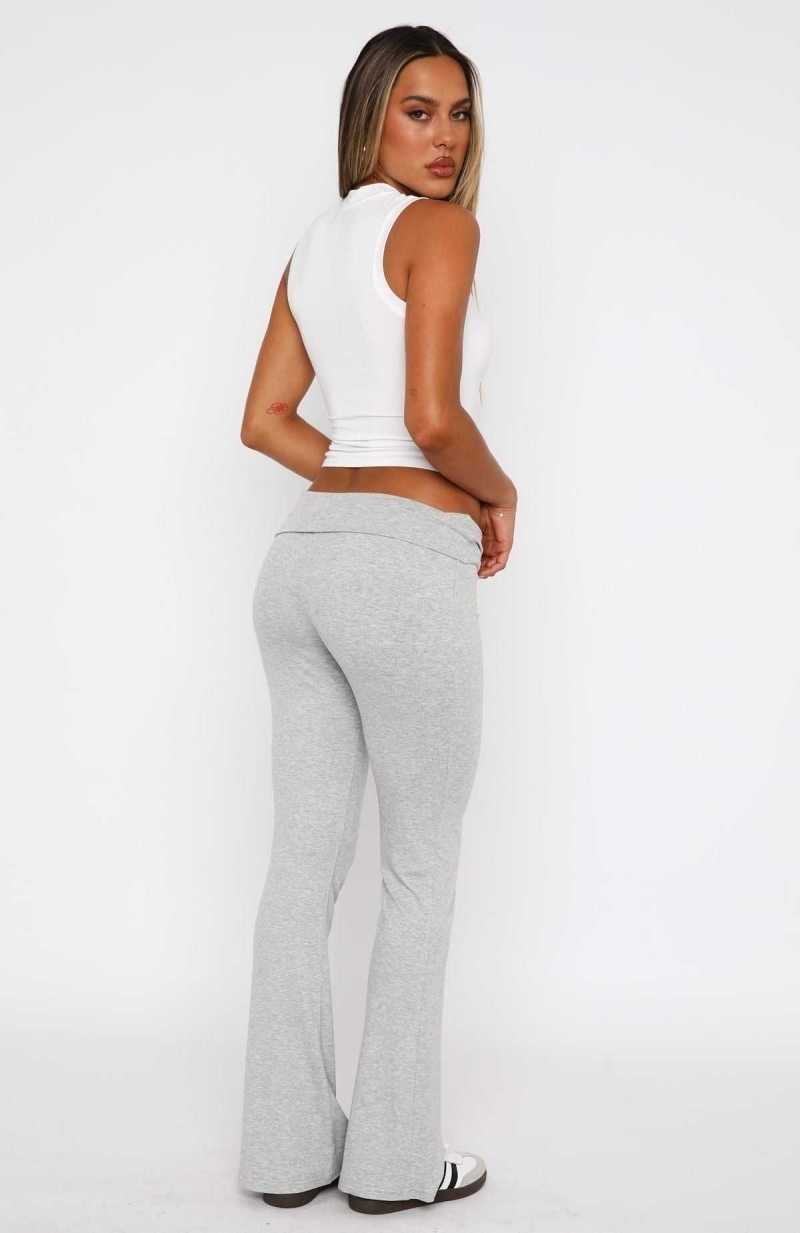 White Fox Out Of The Blue Flare Pants Light Grey Marle | ZWODJI-879