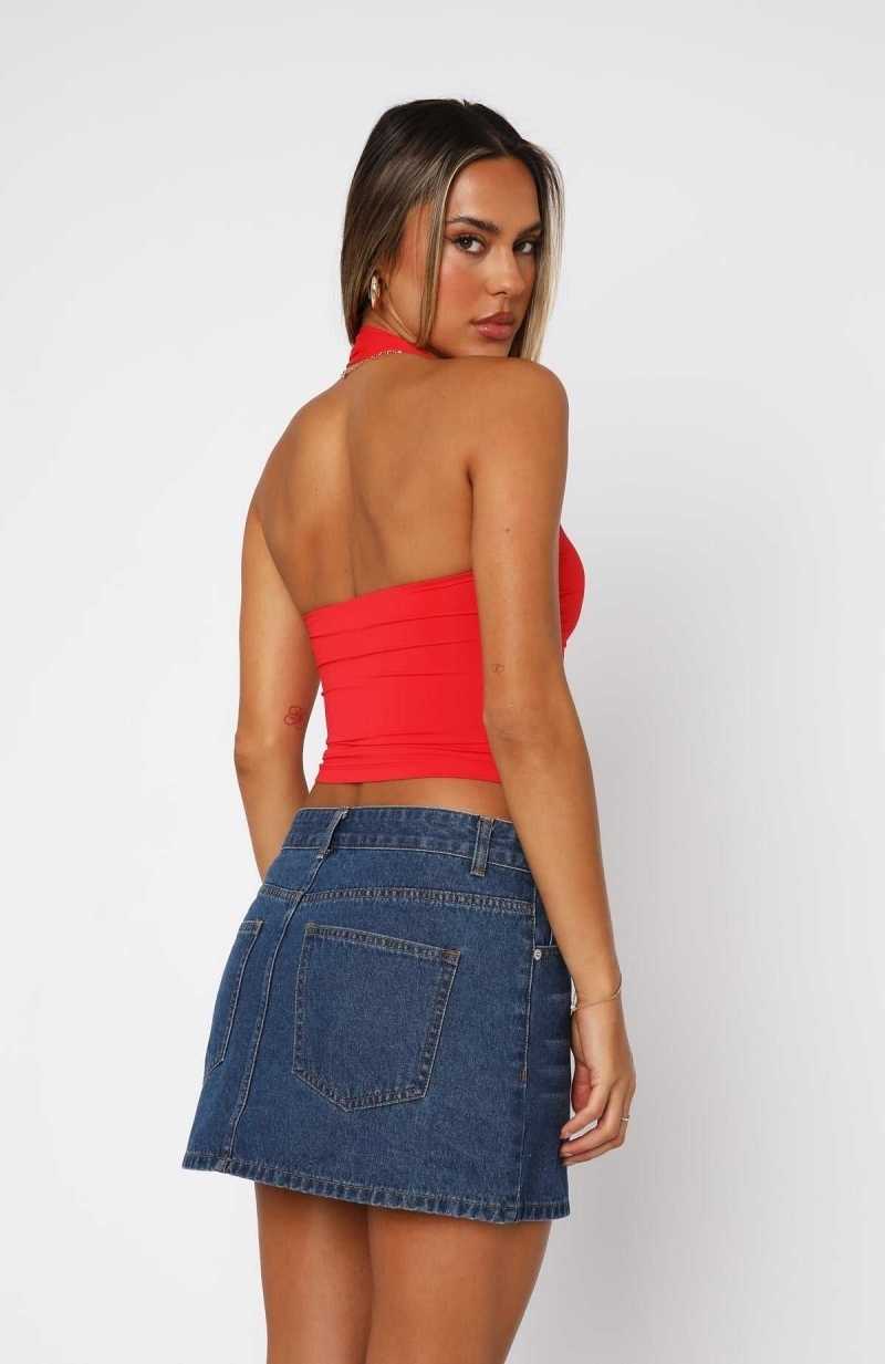 White Fox Out Of Touch Halter Top Red | YPNRAM-754