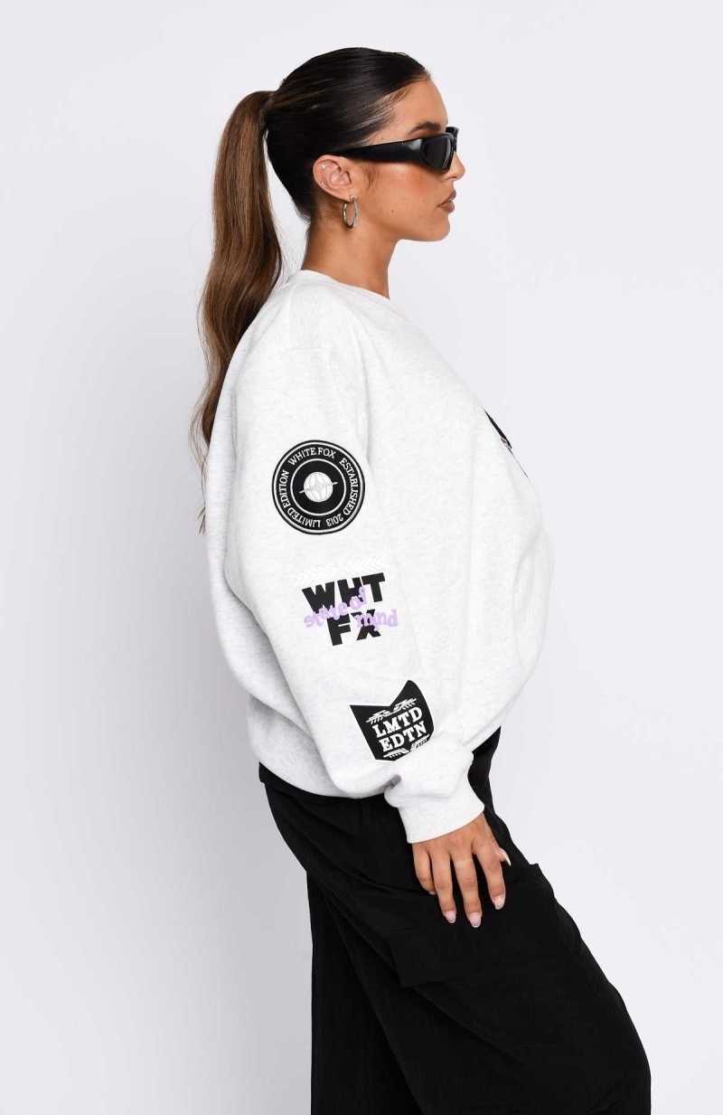 White Fox Part Of History Oversized Sweater Grey Marle | KCALOD-158