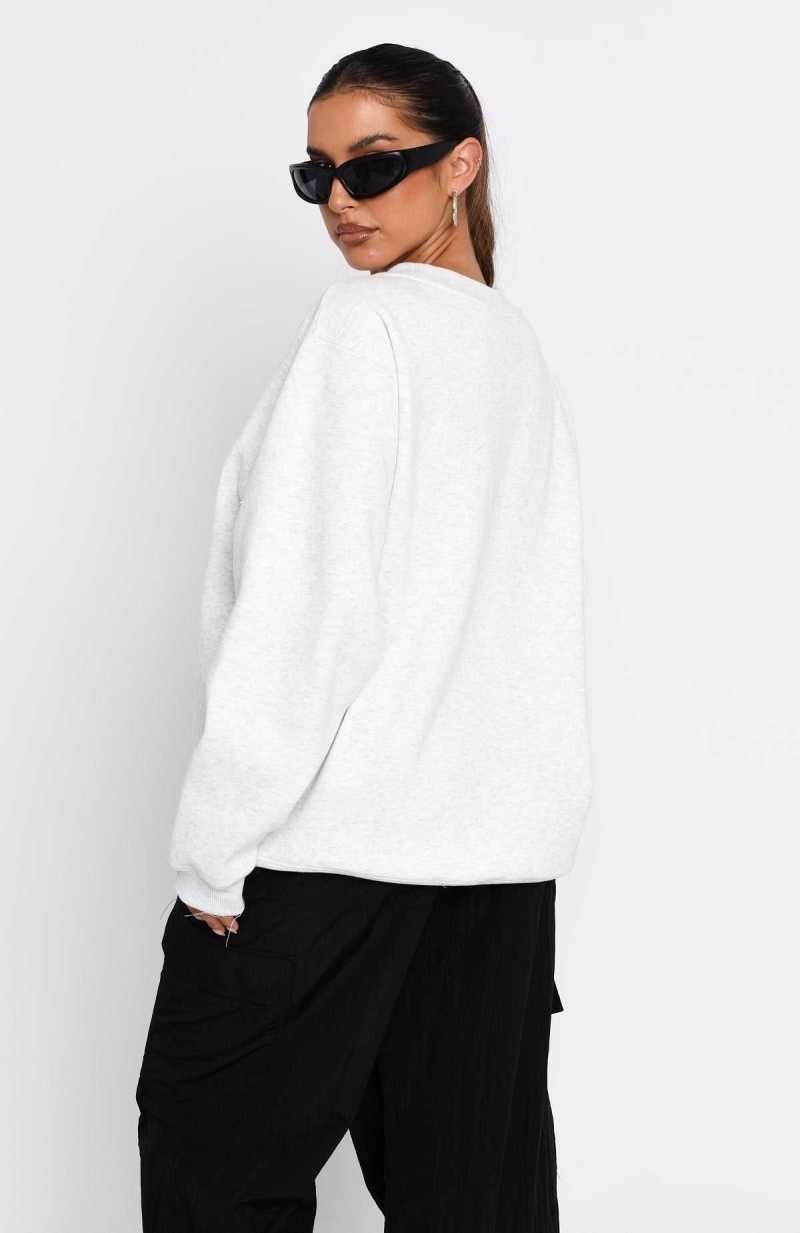 White Fox Part Of History Oversized Sweater Grey Marle | KCALOD-158