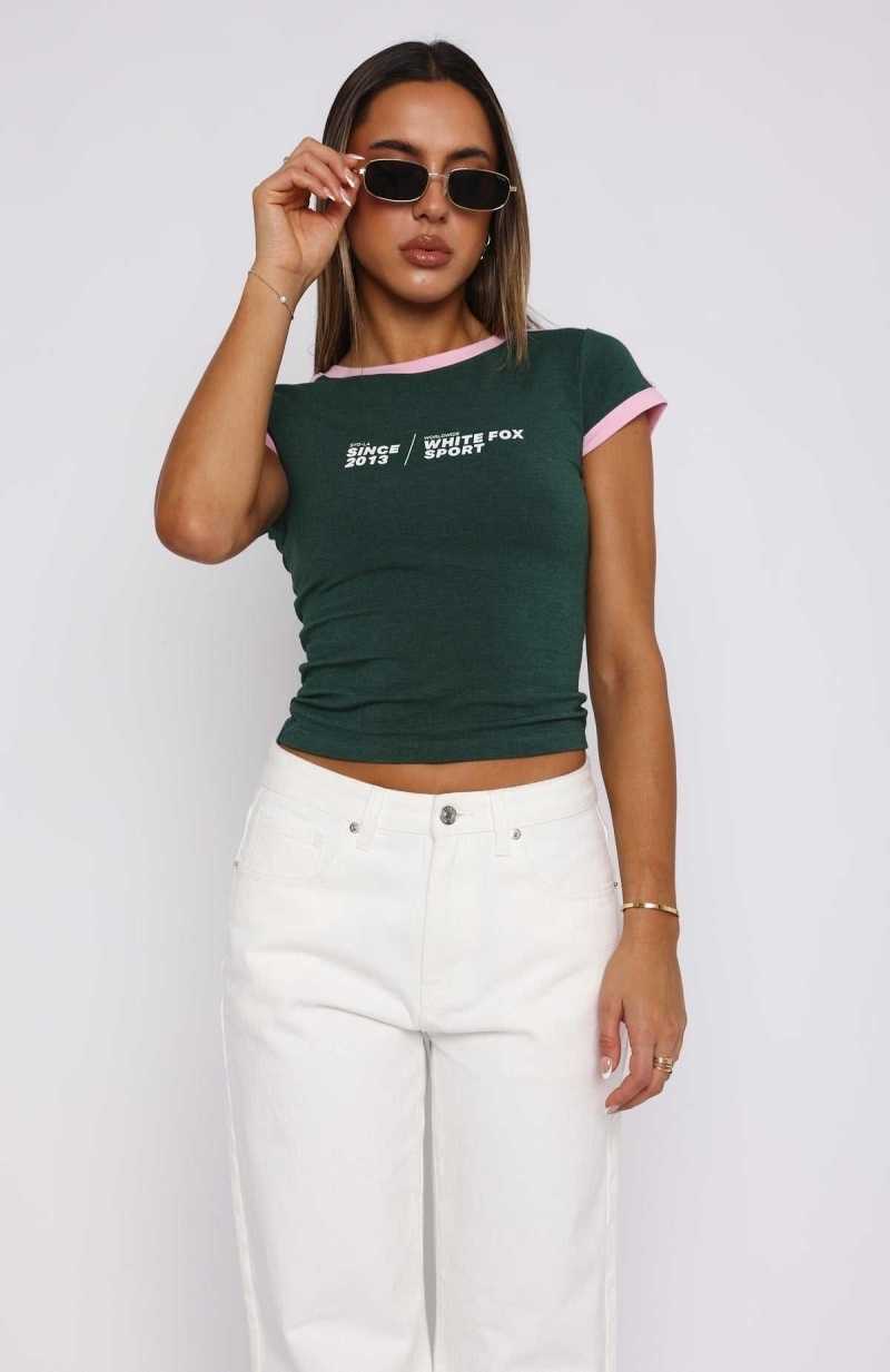 White Fox Peaceful Joy Baby Tee Forest Green | CKLJOQ-645