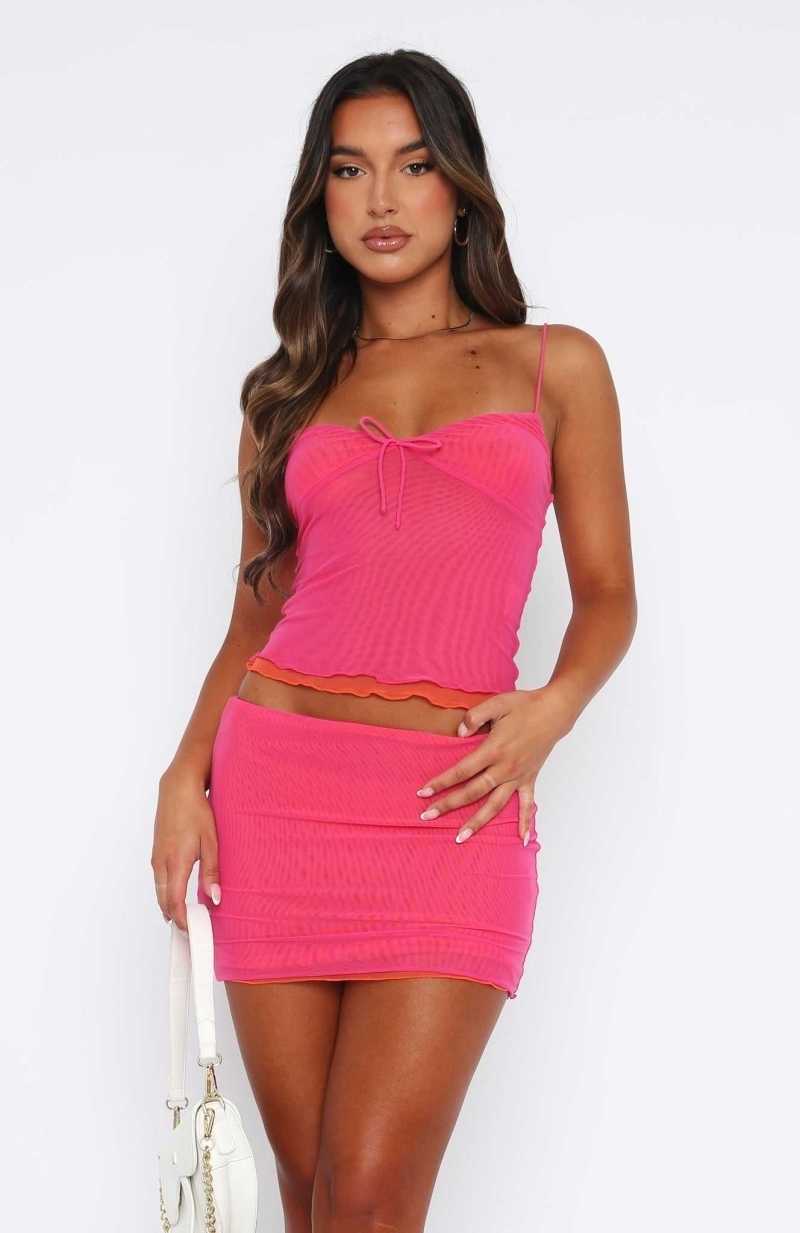 White Fox Perfect Symphony Crop Hot Pink | YWLZXQ-403