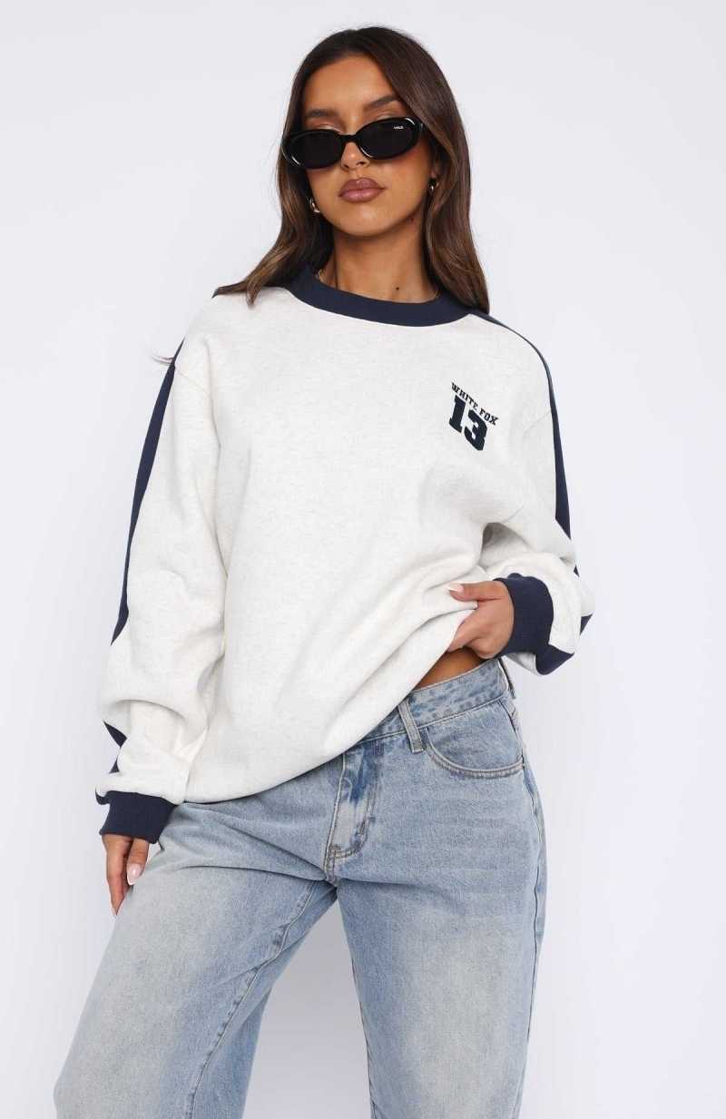 White Fox Play For It Oversized Sweater Grey Marle | XRQSUJ-914