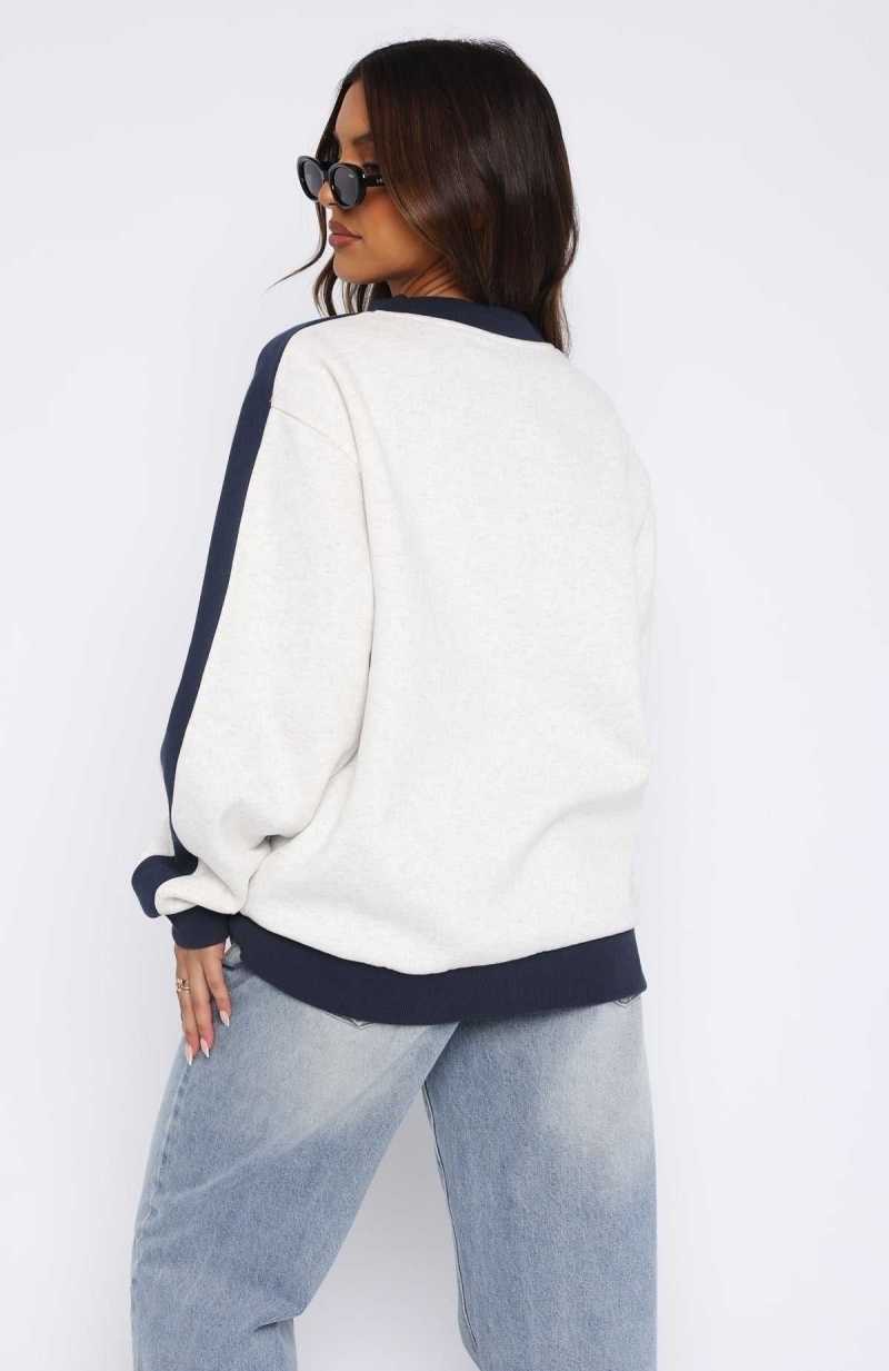 White Fox Play For It Oversized Sweater Grey Marle | XRQSUJ-914