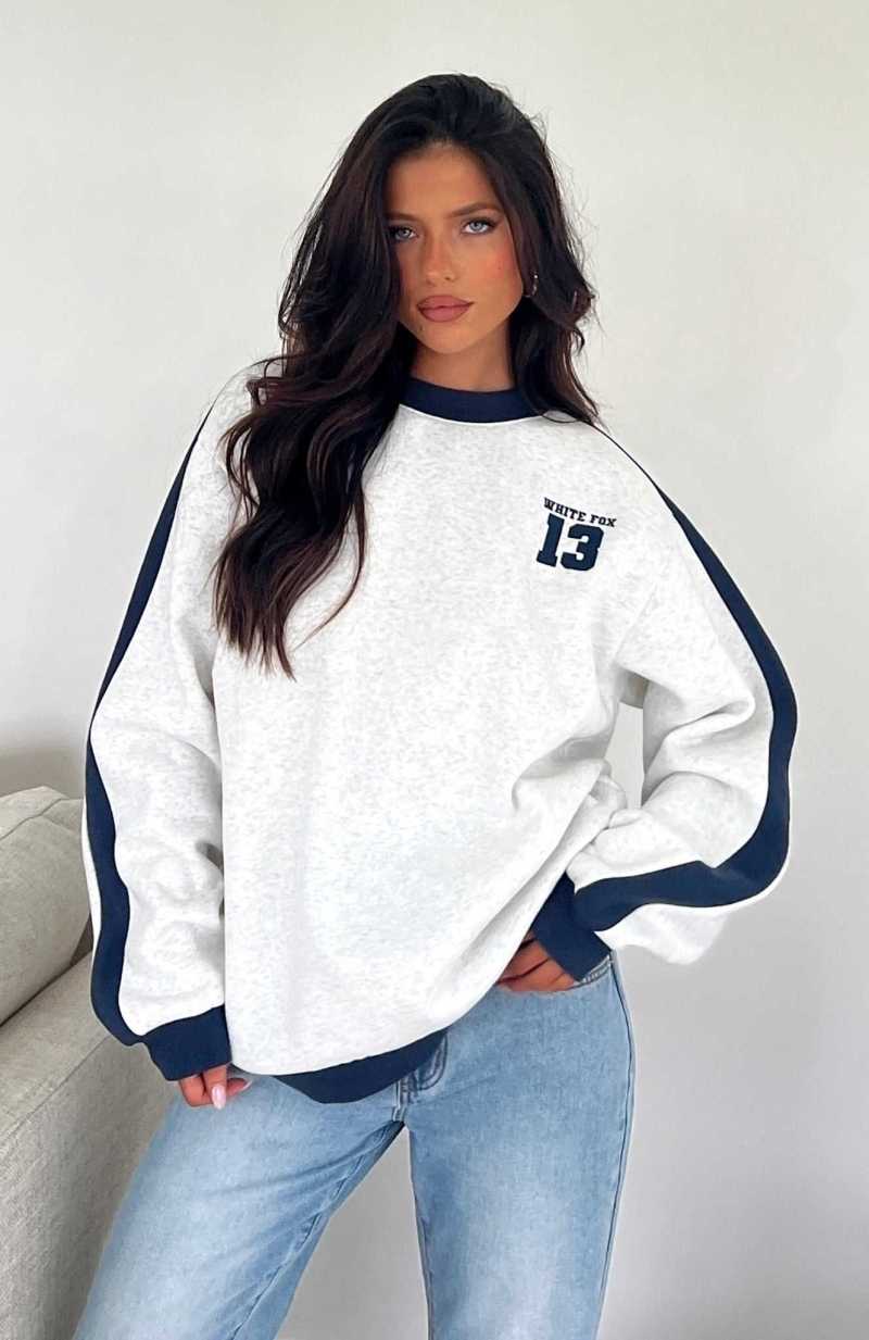White Fox Play For It Oversized Sweater Grey Marle | XRQSUJ-914