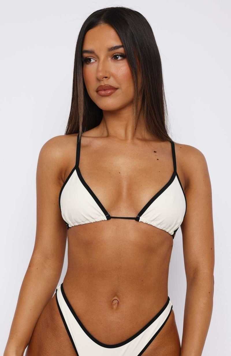 White Fox Positano Bikini Top Cream/Black | FVOSDA-092
