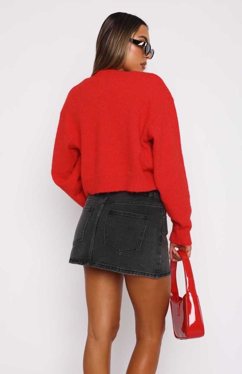 White Fox Press Reset Denim Mini Skirt Washed Black | GNHCED-198