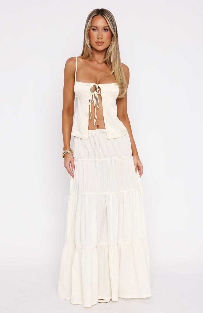 White Fox Pretty Thing Maxi Skirt Off White | TBPQYN-679