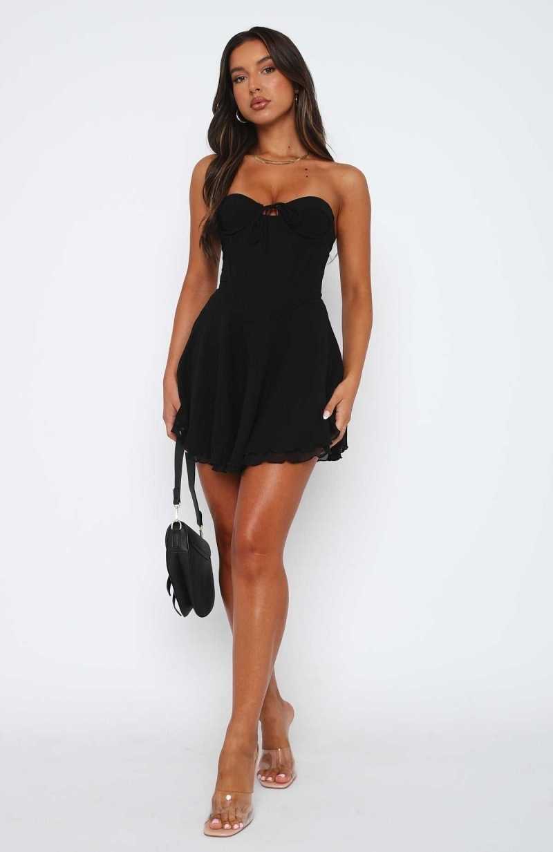 White Fox Push The Feeling Mini Dress Black | RWEUVO-426
