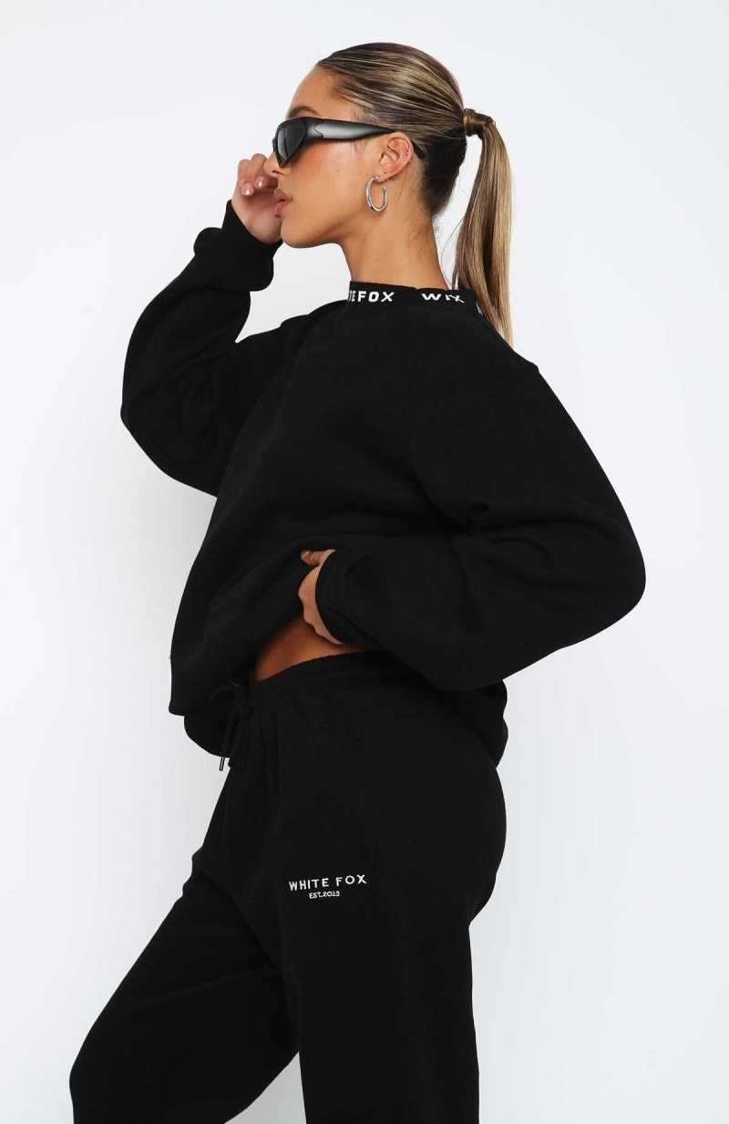 White Fox Put It On Repeat Oversized Sweater Black | ERMQFB-956