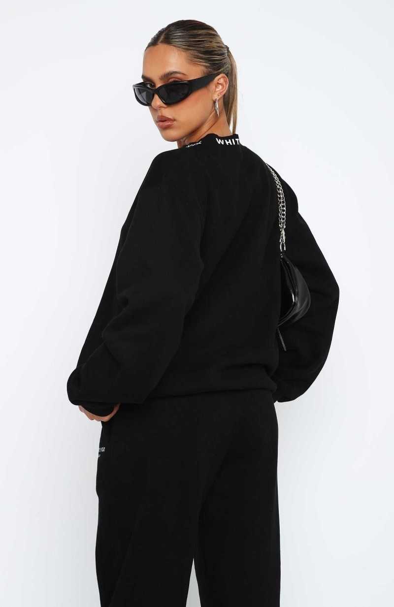 White Fox Put It On Repeat Oversized Sweater Black | ERMQFB-956