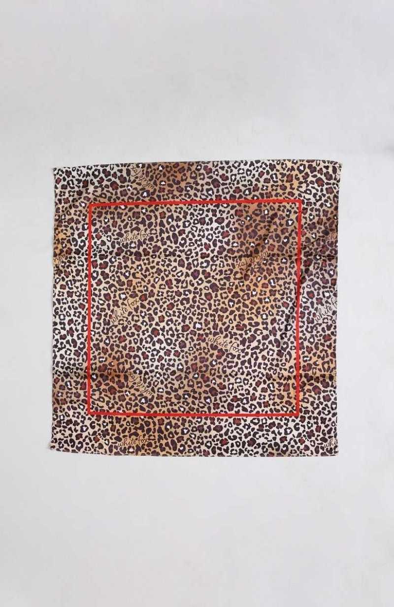 White Fox Queen Of Style Head Scarf Leopard Print | KMWHVL-894