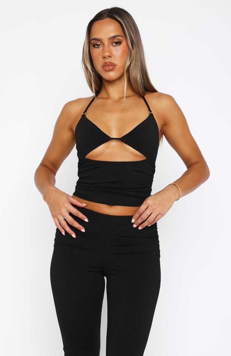 White Fox Rare Combination Halter Top Black | SPVZHQ-651