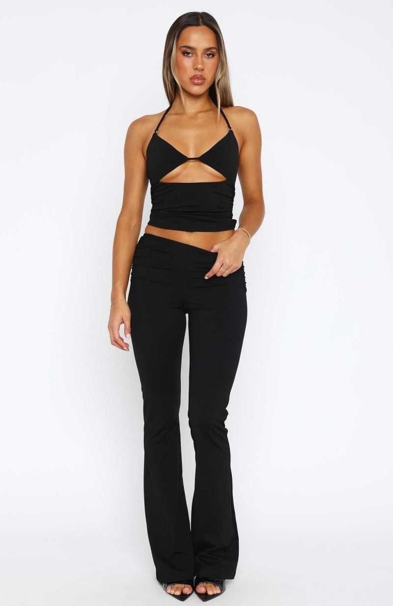 White Fox Rare Combination Halter Top Black | SPVZHQ-651