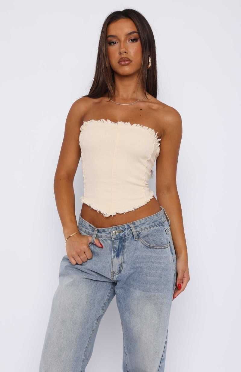 White Fox Release The Pressure Strapless Corset Oat | AHOCDY-958