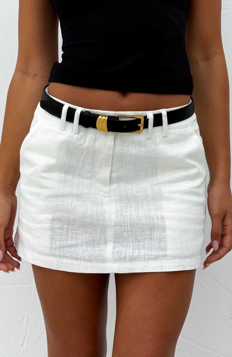 White Fox Rex Belt Black/Vintage Gold | LDFKVU-450