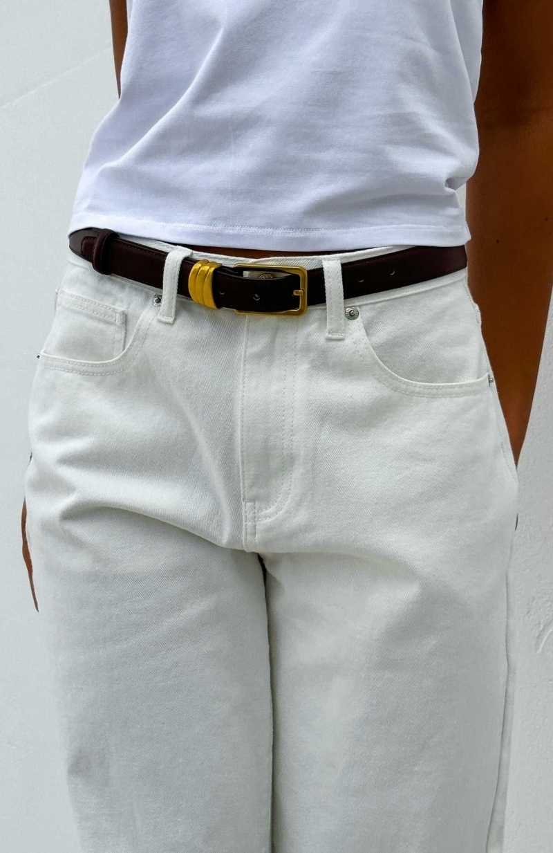 White Fox Rex Belt Chocolate/Vintage Gold | NJOTID-167