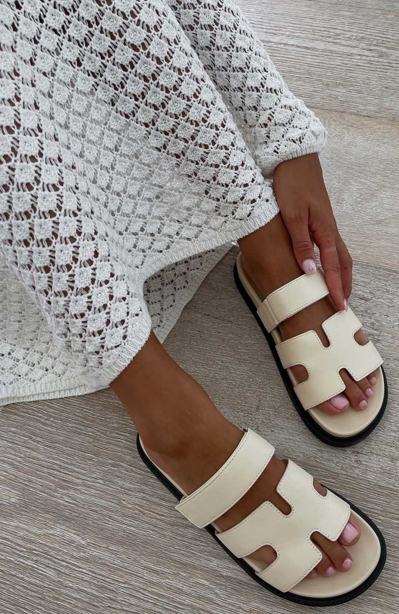 White Fox Riley Sandals Ivory | UEBIRD-836