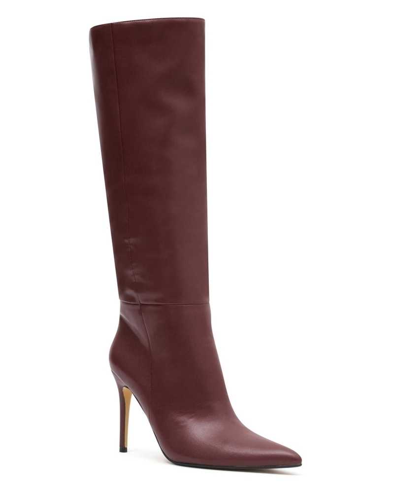 White Fox Run Away With Me Knee High Boots Burgundy | QLETBI-674