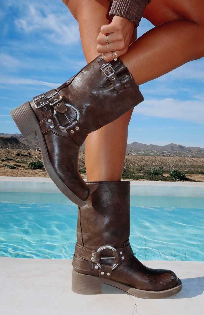 White Fox Scout Biker Boots Brown | AKFOSW-386