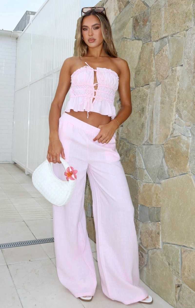 White Fox Secret Society Pants Baby Pink | CRYONM-963