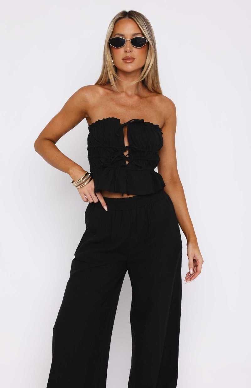 White Fox Secret Society Strapless Top Black | KERQGZ-235