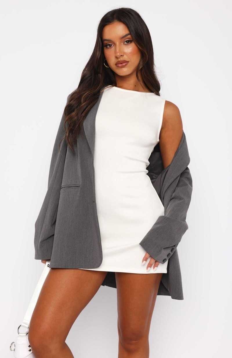 White Fox She's A Go Getter Mini Dress White | QRCTSG-521