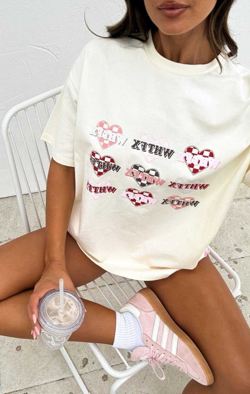 White Fox She's Too Nice Oversized Tee Off White | LCHBVT-698