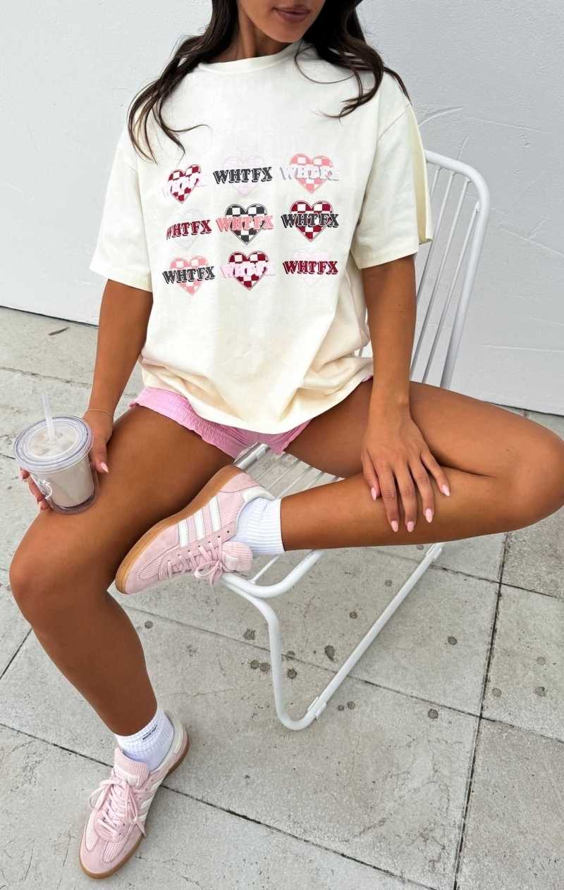 White Fox She\'s Too Nice Oversized Tee Off White | LCHBVT-698