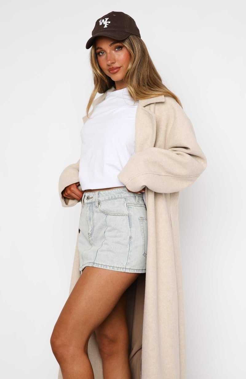 White Fox Single Soon Denim Mini Skirt Light Blue Acid | ZVQJKU-124
