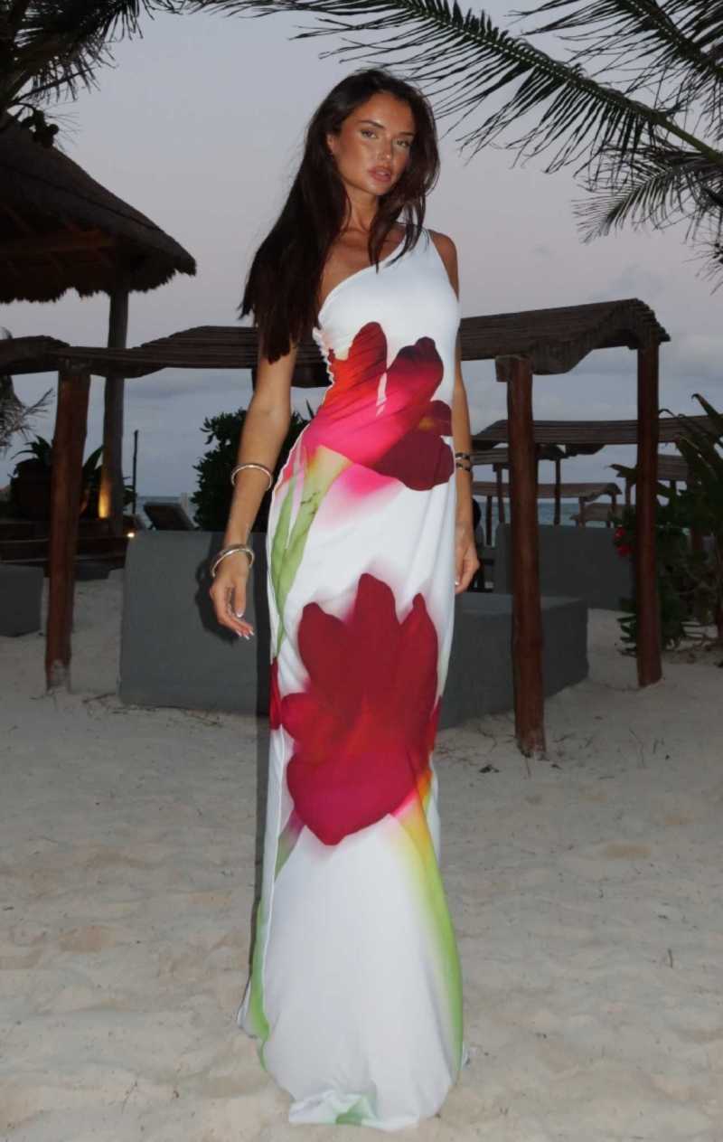 White Fox Skyline Maxi Dress Vanilla Blossom | DCBUHM-940
